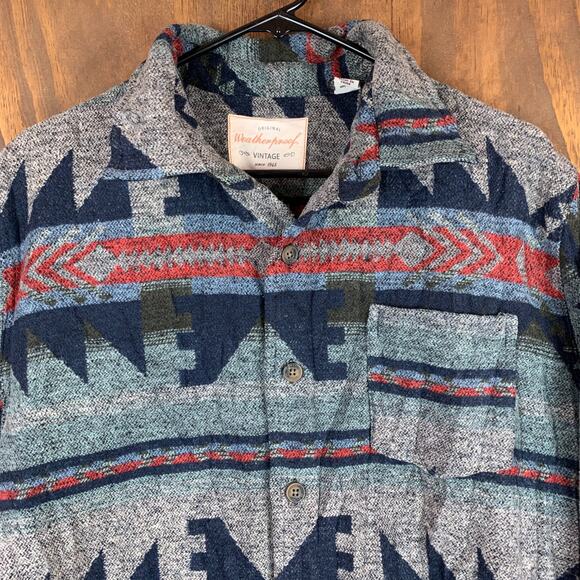 Weatherproof Mens Shacket Gray Multicolored Aztec Full Zip Collared Tribal M - Picture 2 of 13